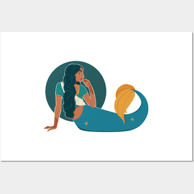 Indian Mermaid Wall Art by Twkirky